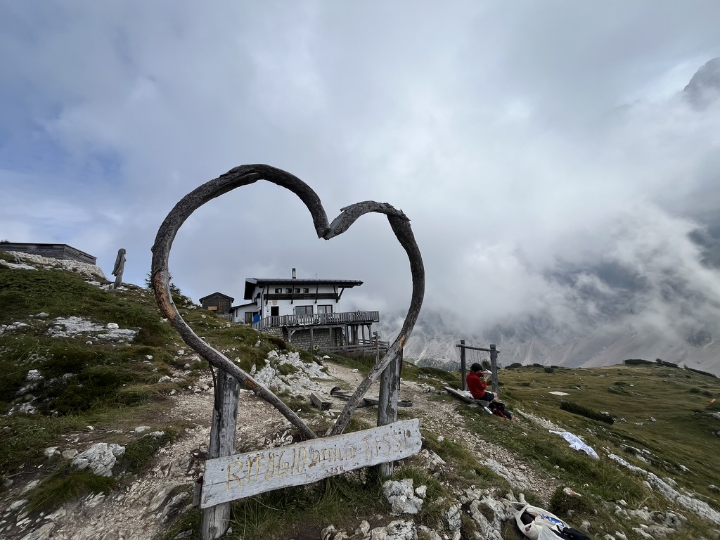 Wooden heart marker near Rifugio Tissi, Day 5