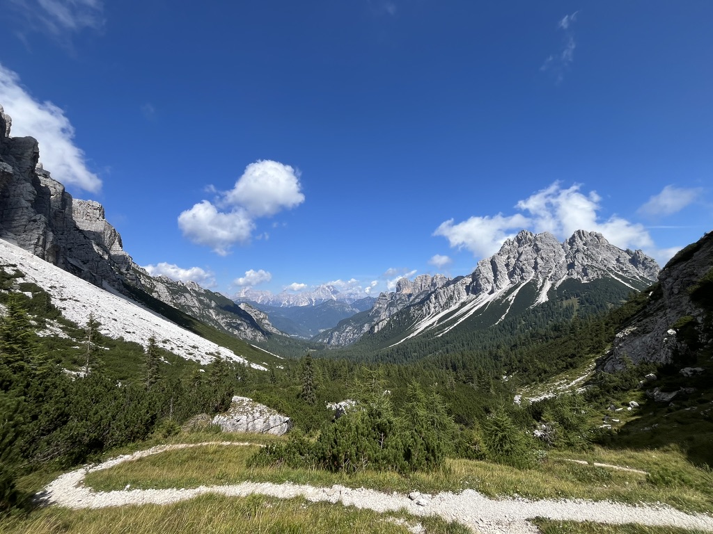 View down the valley from the Civetta traverse, Day 5