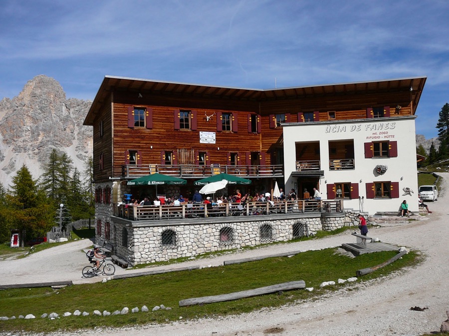 Rifugio Fanes, a stone-and-timber alpine hut